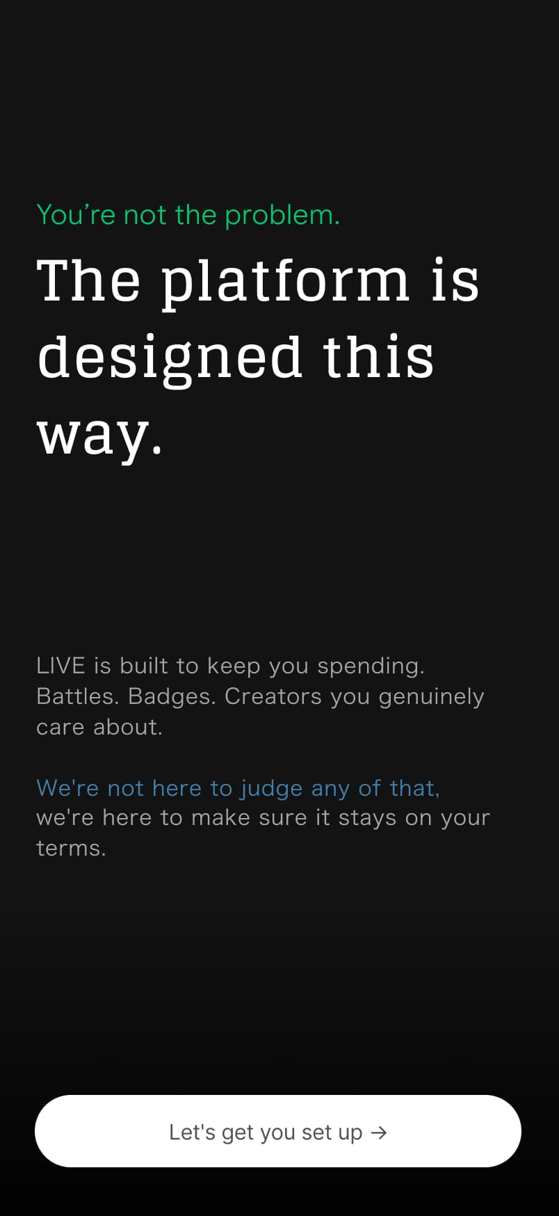 Welcome screen