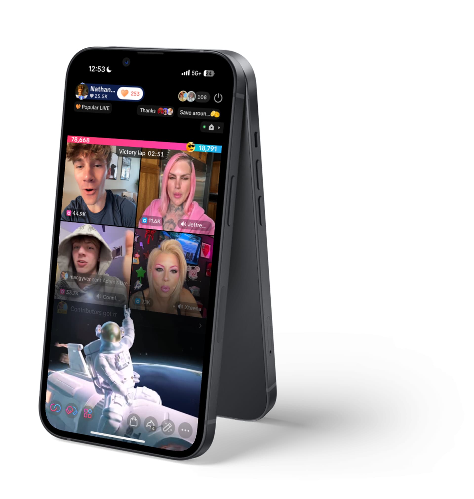 TikTok LIVE interface showing gifting in action