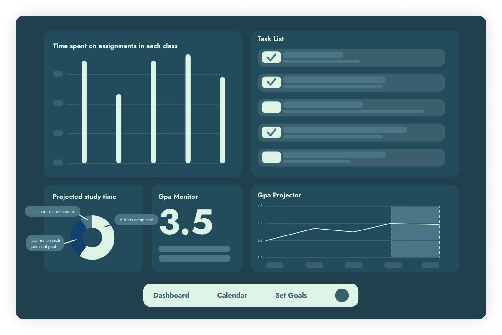 StudySync wireframe — task list