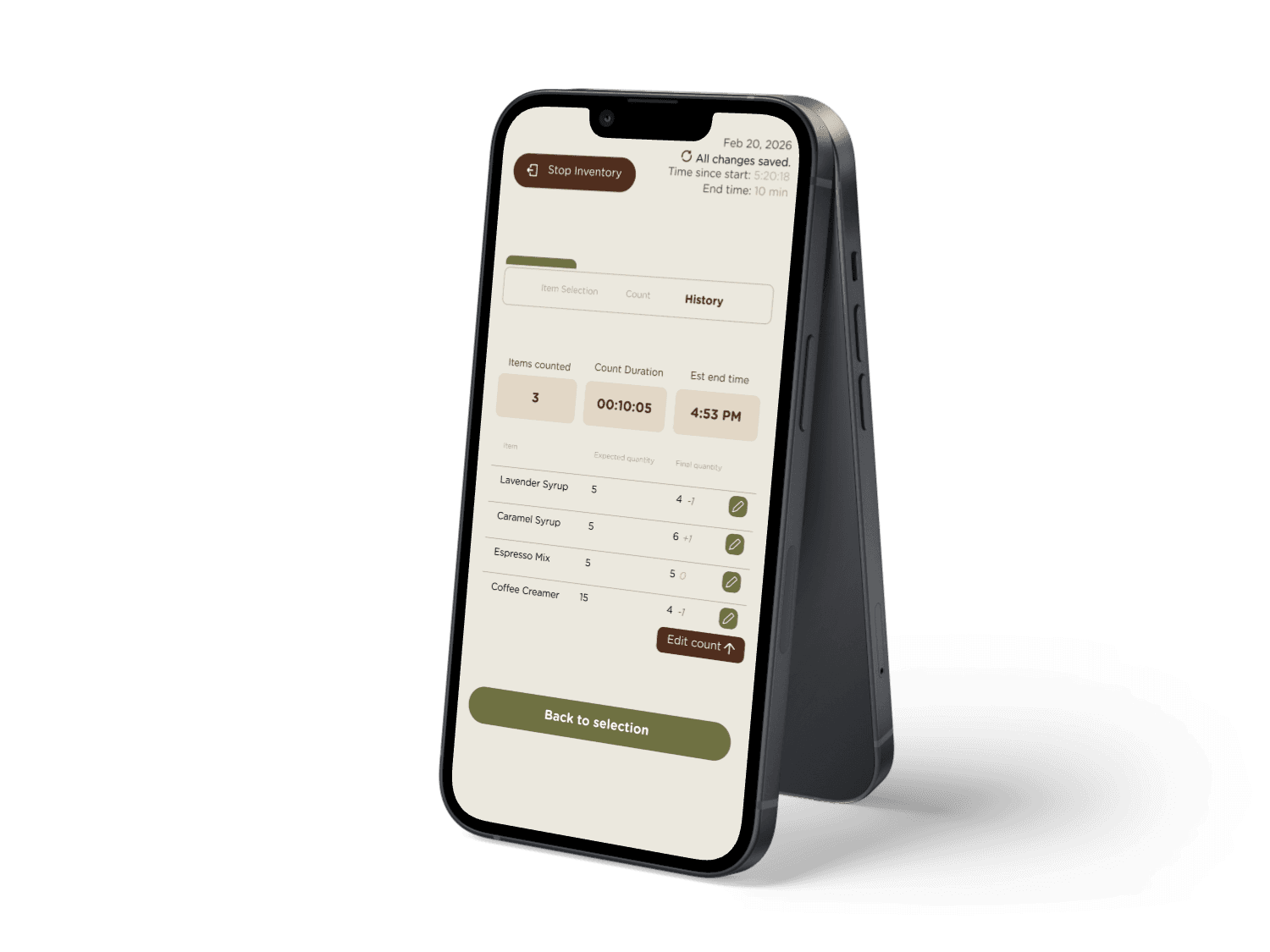 Fearless Inventory app on iPhone
