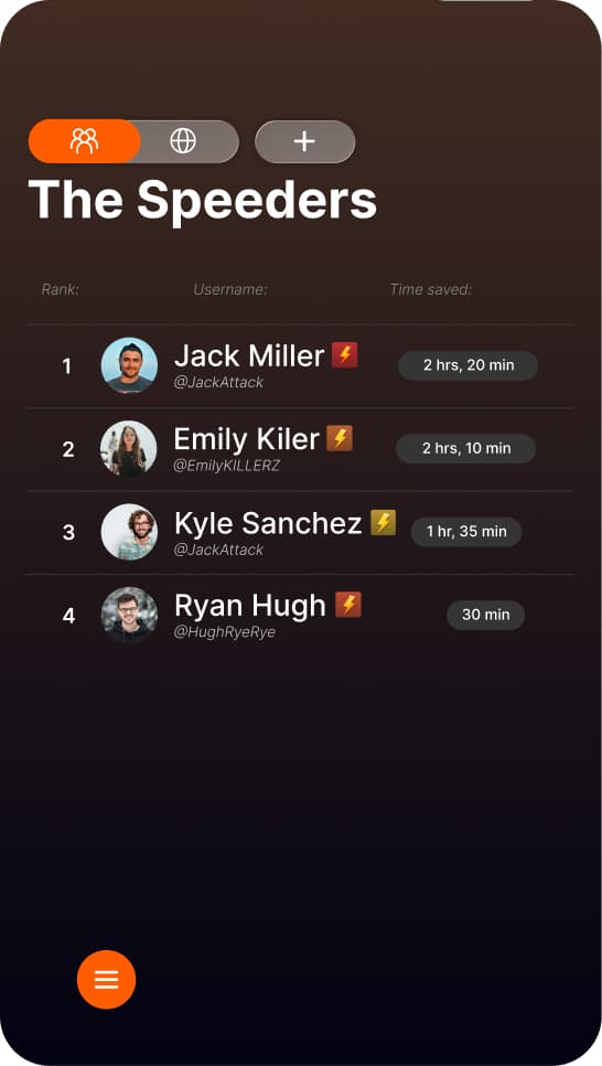 Race Friends leaderboard screen